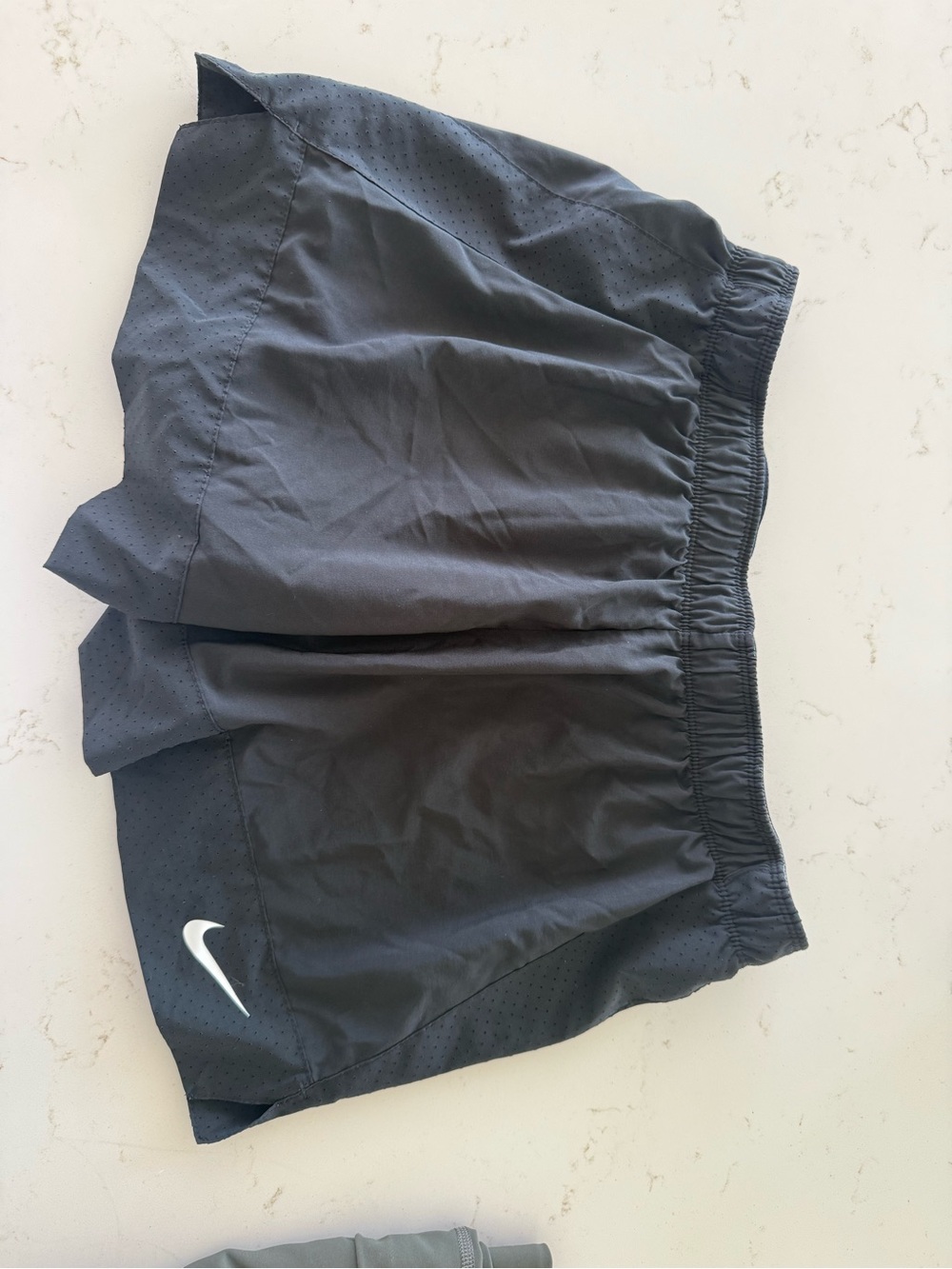 Nike Black Athletic Running Shorts with White Swoosh